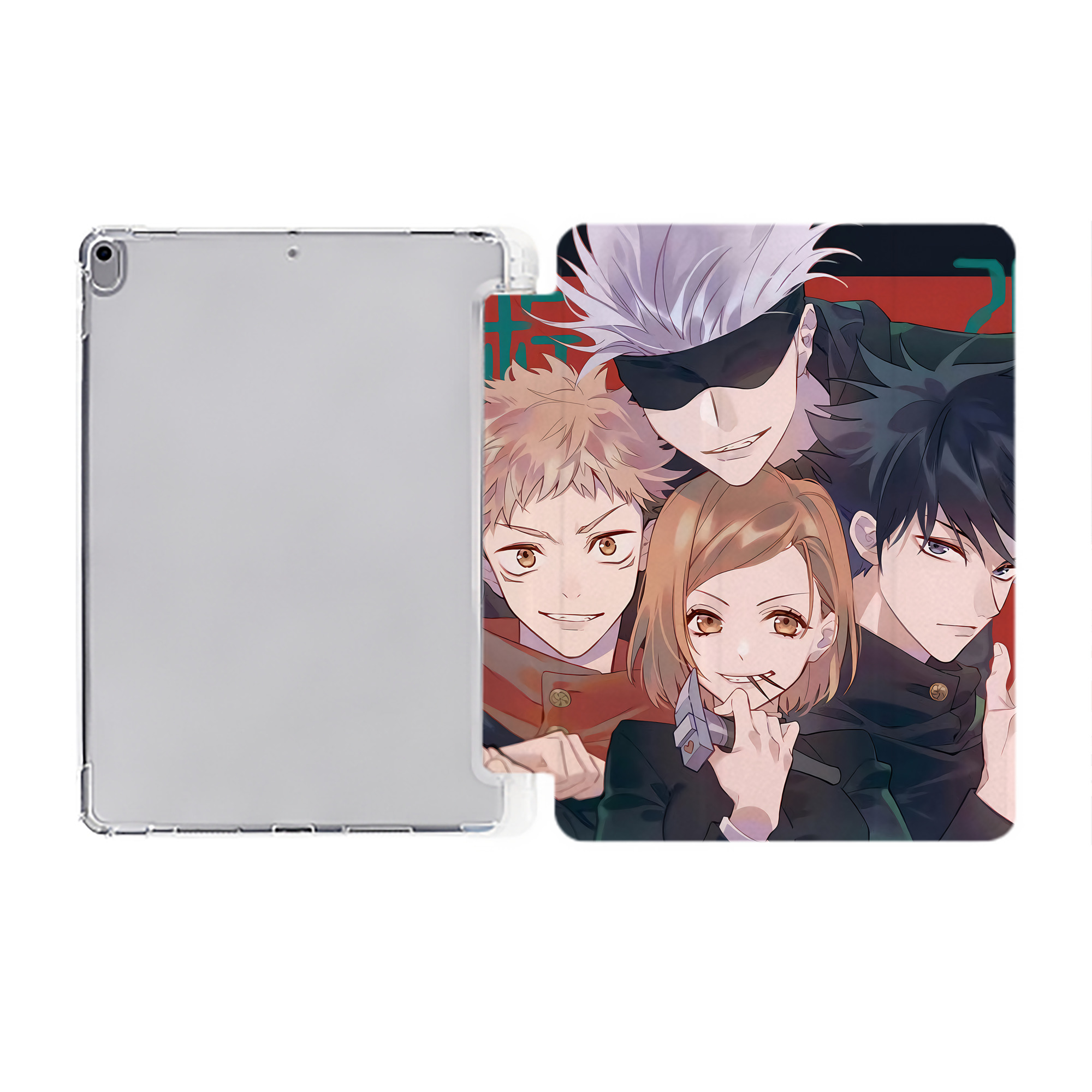 （画像用） 呪術廻戦 Jujutsu Kaisen IPad ケース ペン収納付き 三つ折りスタンド PUレザー×シリコン 対応機種9.5/10.5/10.9インチ